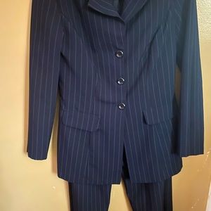 Woman blue striped suit